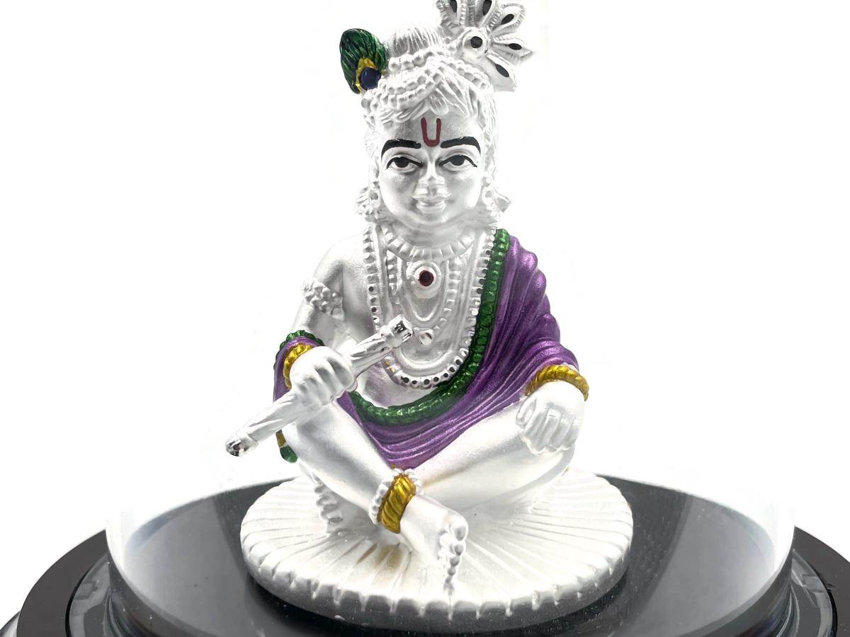 999 Pure Silver Krishna Idol / Statue / Murti 43908 USA
